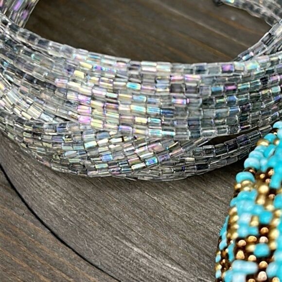 Set of two seed bead, braided bracelets - Picture 3 of 5